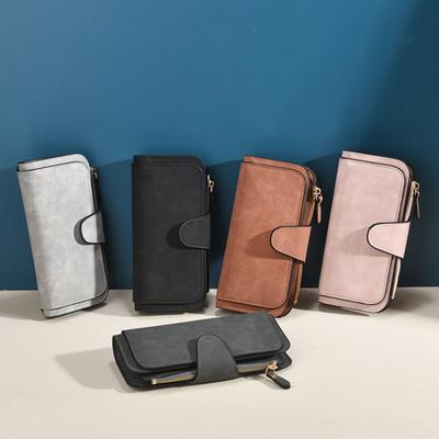 Damen Lange Geldbörse Große Kapazität Kartenhalter Dreifach-Clutch mit Reißverschluss
