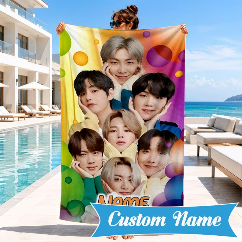 Custom Name Name Purple Harmony Beach Towel Microfiber Beach Towel, Lightweight and Quick-Dry, for Summer Travel, Swimming Pool Gift