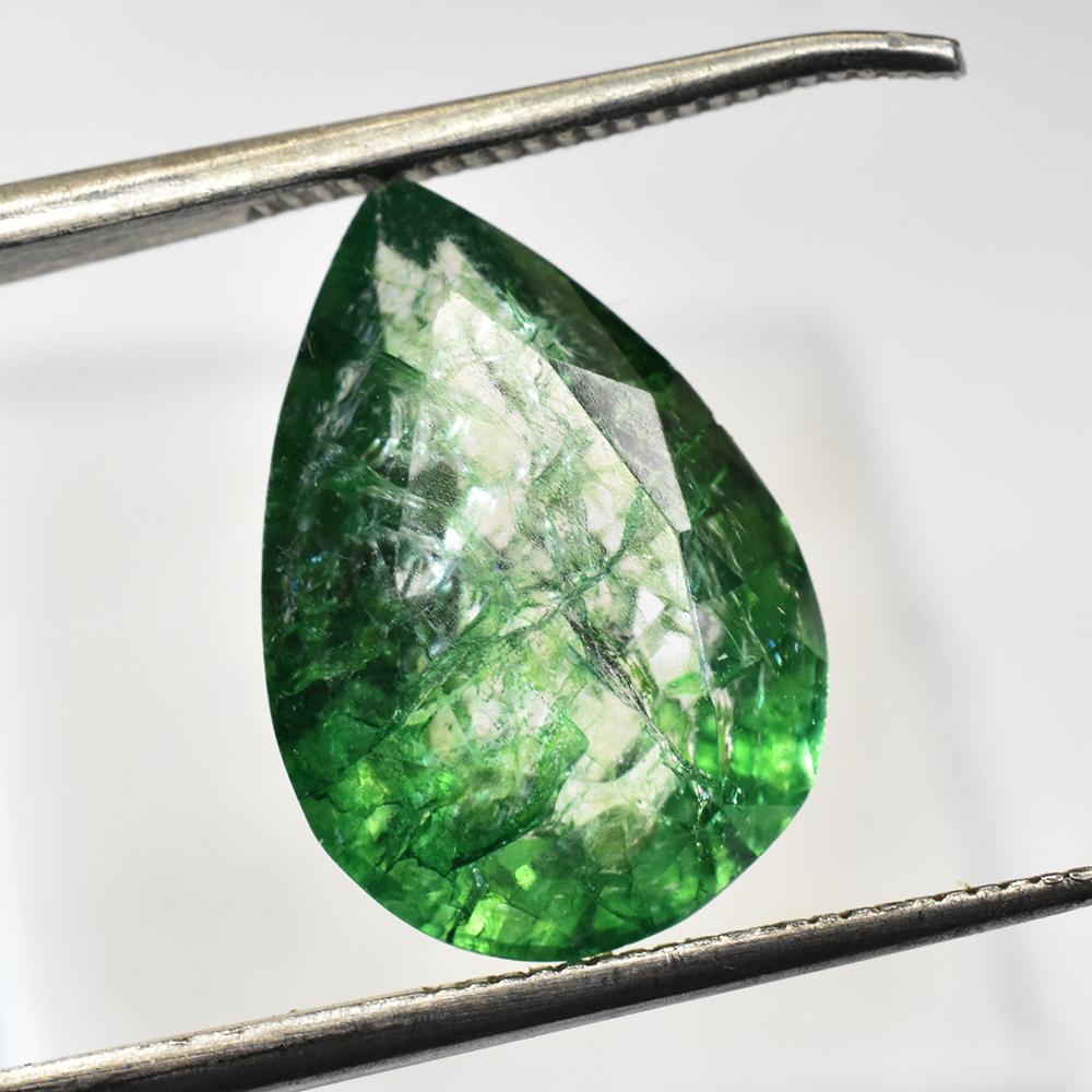 Natural Loose Gemstone High Quality Certified Green Emerald 6.80 Ct Pear Cut
