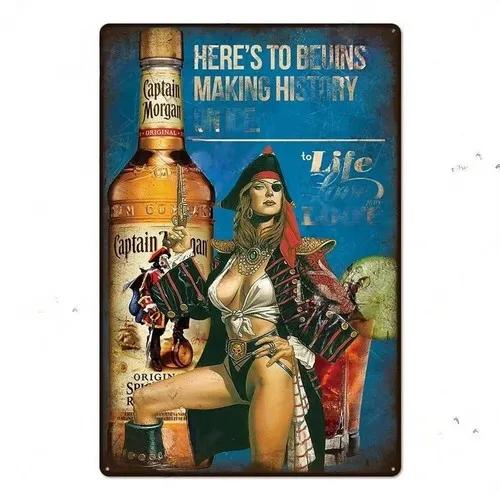 Captain Vintage Metal Sign Pirate Rum Bar Decor Man Cave Wall Art
