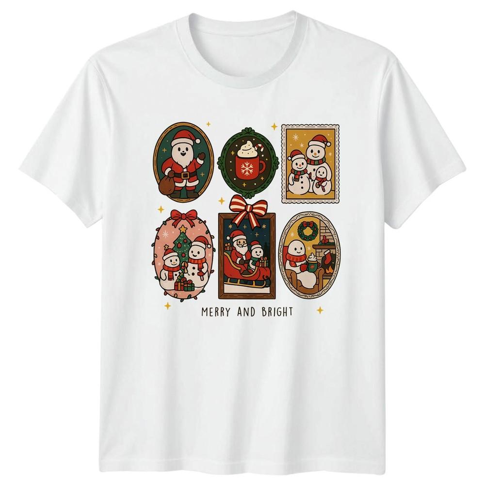 Merry And Bright Christmas Holiday Graphic Tee Unisex Unisex Unisex Top S
