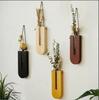 Wooden Hanging Planters Bohemia Wall Plant Propagation Terrarium Flower Tube Vase with Wood Stand, Indoor Propagator for Plants