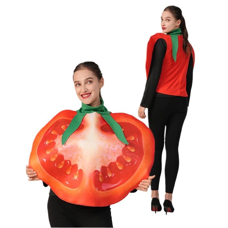 Unisex Tomato Costume for Adults - Funny Vegetable Dress-Up for Halloween, Cosplay Stage Performances