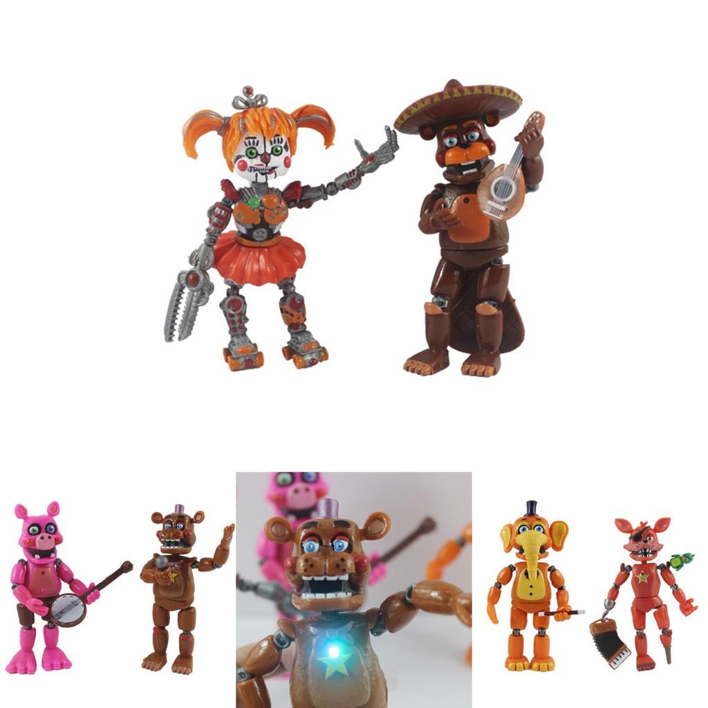 Sześcioczęściowy zestaw sześciu świecących figurek akcji Five Nights At Freddy's z ruchomymi stawami dla dzieci