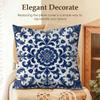 Blue Porcelain Motifs Cushion Cover Natural Linen Organic Fabric DoubleSided Printing Sofa Home Decor Gift Pillow Cover