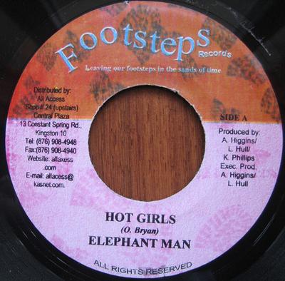 7inch Record ELEPHANT MAN / TONY REBEL - Hot Girls / Put On The Pressure NONE Footsteps Recor Jamaica Reggae, Ska & Dub Used
