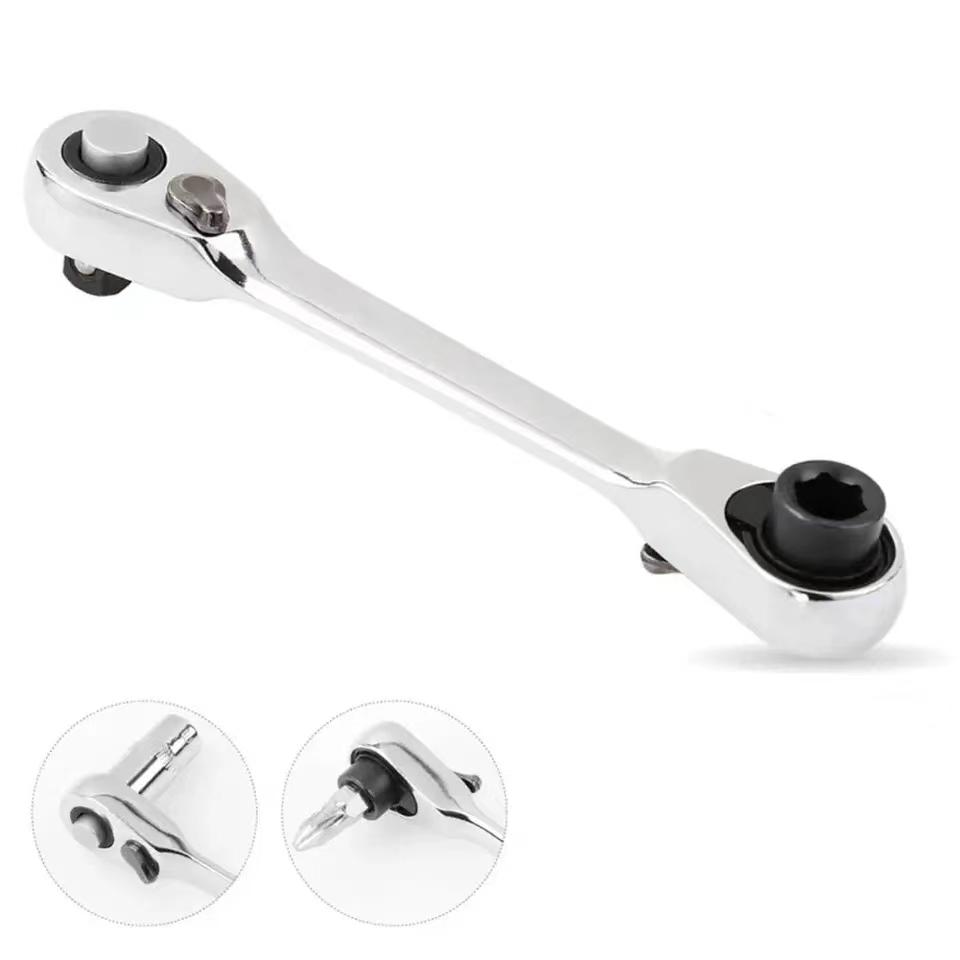 Mini Treble 1/4 Ratchet Wrench Double Ended Ouick Socket Screwdriver Hex Torque Wrenches Set 2-in-1 Spanner Hand Repair Tools