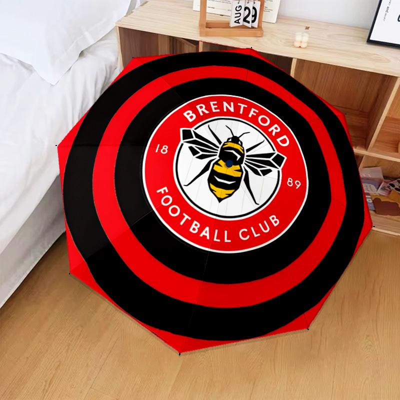 1PC Brentford Football Club Crest Printed Umbrella Folding umbrella, automatic umbrella 8-Frame for Travel, camping Fan gifts Christmas Gifts