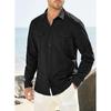 Business Men's Single-breasted Shirt Double Pocket Cotton Linen Long-sleeved Shirt Casual Vacation Shirt