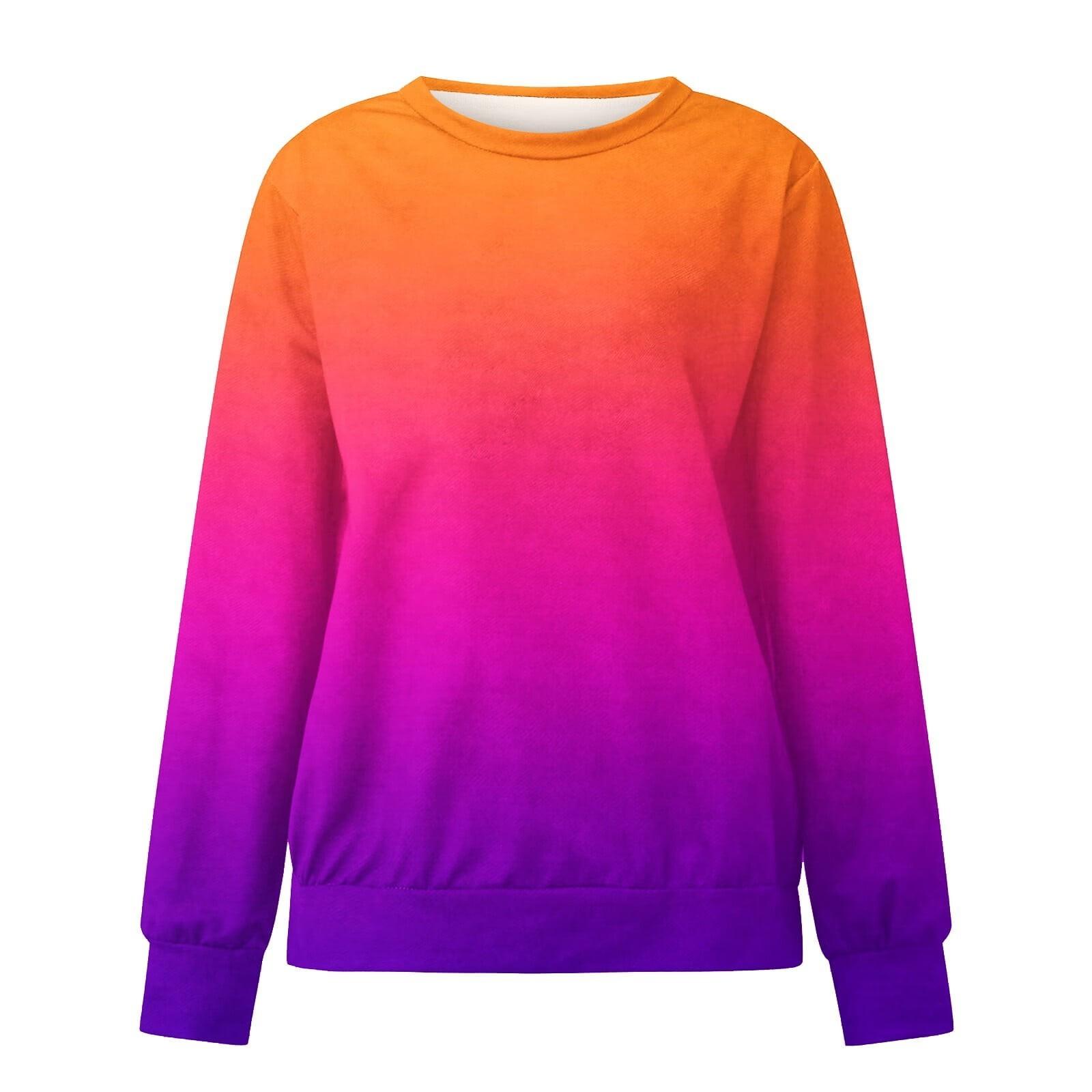 

Женские топы с круглым вырезом, хлопковая женская повседневная модная пуловер с длинным рукавом и круглым вырезом с принтом, блузка M оранжевый