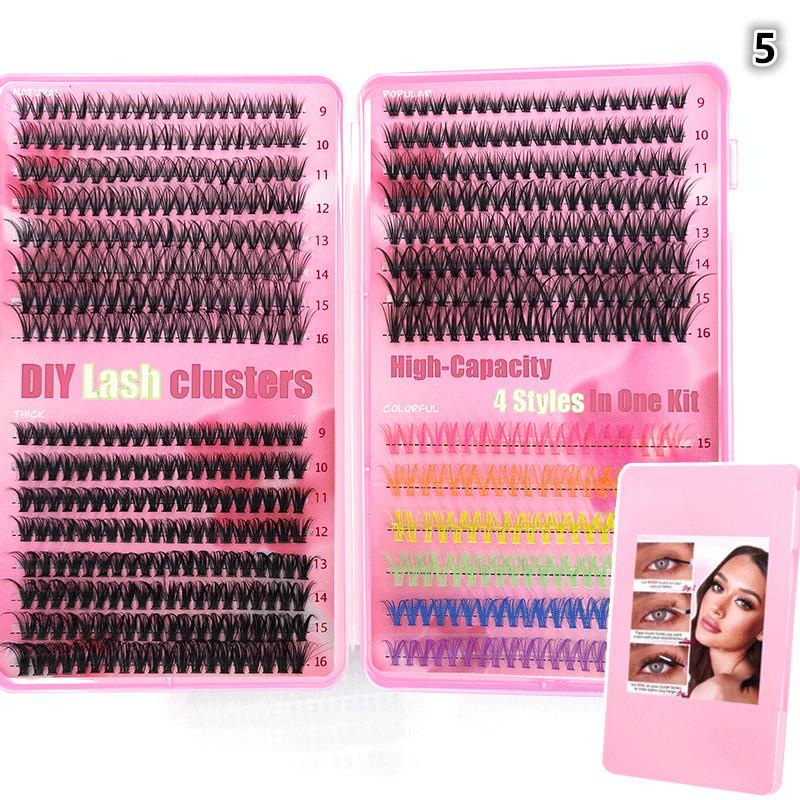 Colour Lash Clusters Set False Eyelashes Extensions Kit Bond And Seal Colorful Simulation Grafted Eyelashes Makeup Supplies
