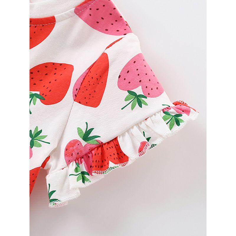 Girl Dress Summer New Arrival Fashion Children Strawberry Short Sleeve Princess Dress Western Style Kids' Skirt 0-8 Years Old 9