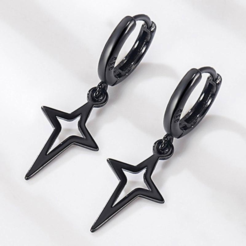 Schwarz Silber Farbe Kleine Kreuz Stern Ohrringe für Damen Mädchen Einfache Koreanische Mode Ohrstecker Ohrring Trend Schmuck