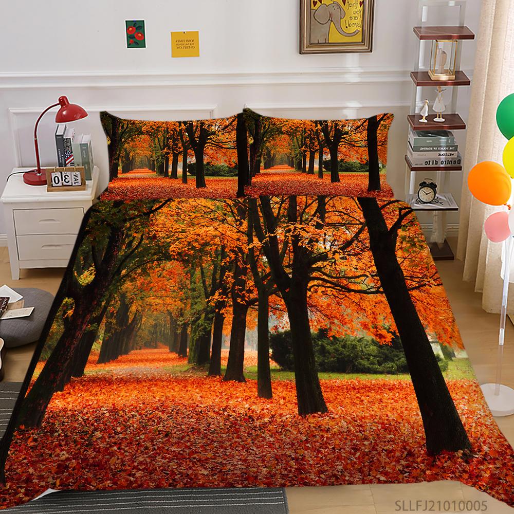 3D Maple Leaf Bedding Set Red Leaf Quilt Cover Pillow Case 2 or 3 Pieces Microfiber Fabric AU Extra Large Home Decoration