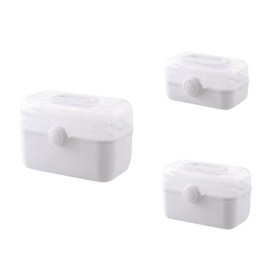 Plastic Medicine Storage Box with Lid and Handle Waterproof Container for Adults Male Female Organizer Holder