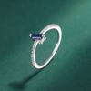 Bague classique en or 18 carats pour femmes, Baguette en saphir profond, diamant complet, bleu foncé, bijoux originaux en argent Sterling 925, cadeau