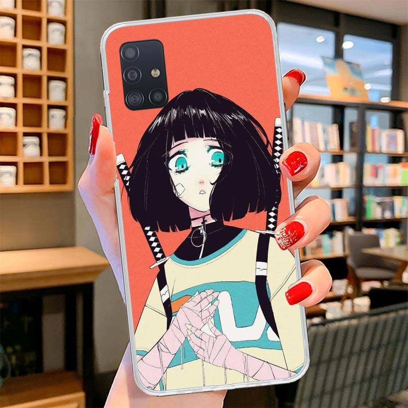 Japanese Style Anime Girl Cover Phone Case For Samsung Galaxy A12 A22 A32 A52 A72 A02S Phone Case Note 20 Ultra 10 S10 Plus A51