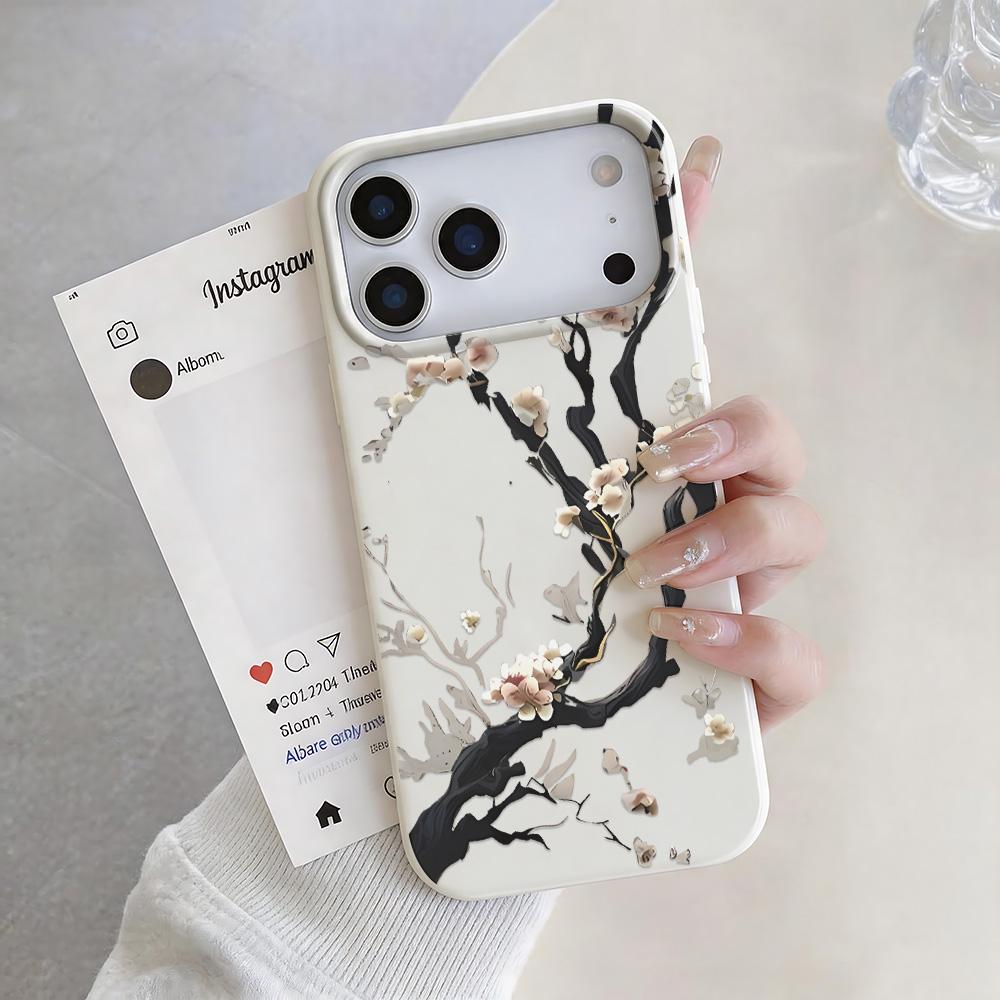 Luxury Plum Blossom Phone Case For Iphone 15 14 Plus 17 16 13 12 11 Pro Max 17Air Phone Cover Coque Non-Yellowing Funda
