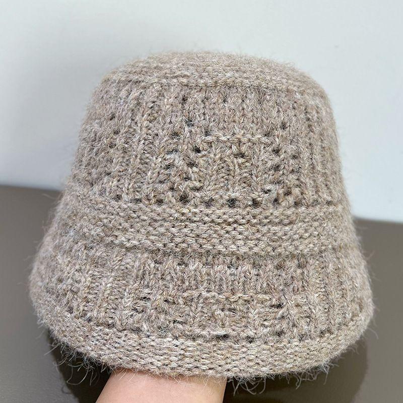 New Striped Lace-up Knitted Pullover Hat Women's Spring and Autumn Fashion Wool Fisherman Hat