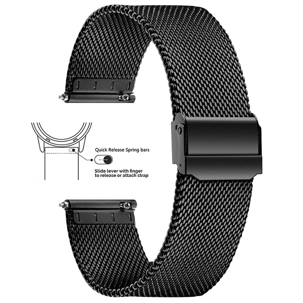 Cinturino per Orologio Milanese in Acciaio Inossidabile a Rete, 8/10/12/13/14/15/16/17/18/19/20/21/22/24mm, Cinturini per Orologio a Rilascio Rapido per Uomo Donna