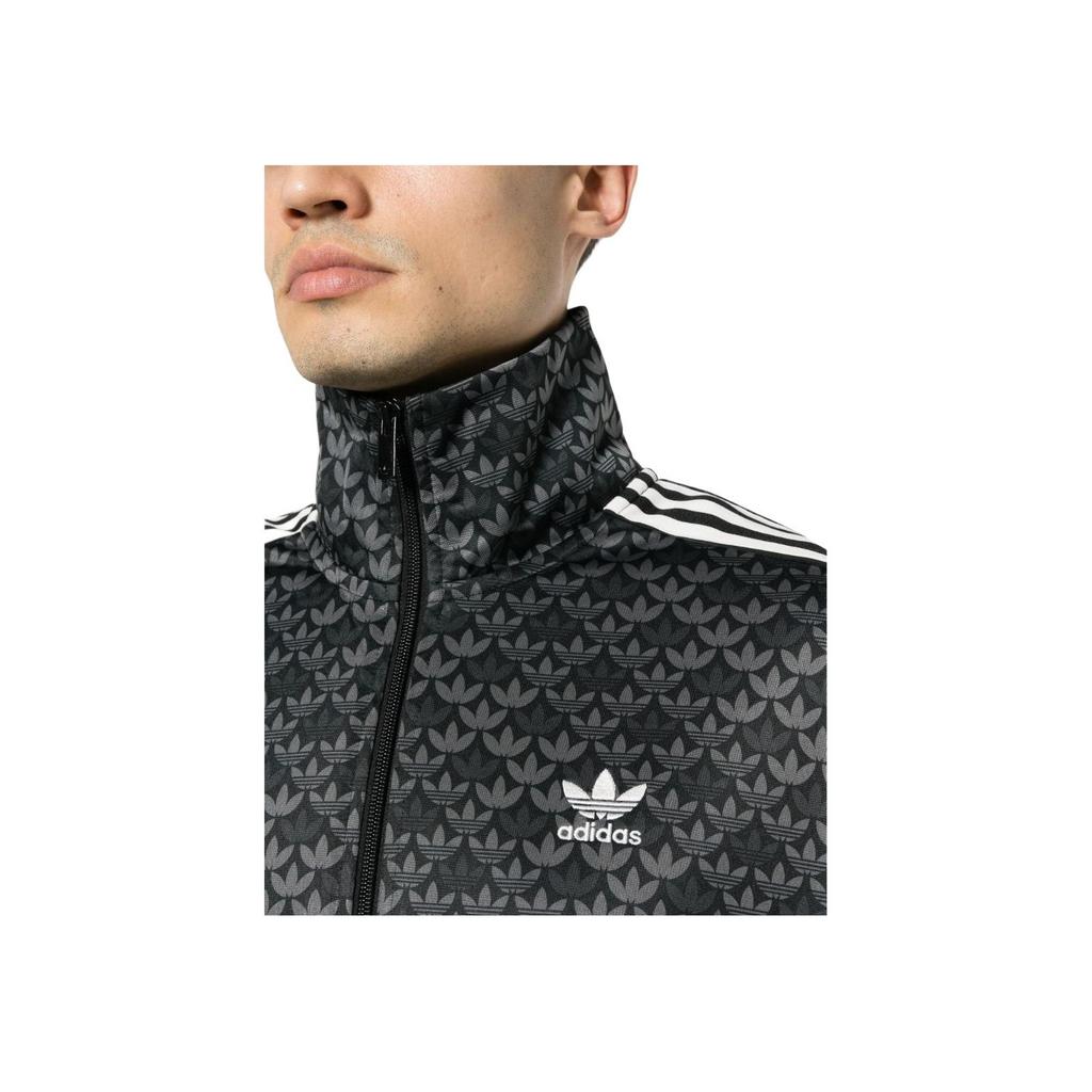 Adidas Originals Football Classic Mono Track Top With Full Print Three-Stripe Color Block Stand Collar Long Sleeve Jacket Men Tops Black IS0218