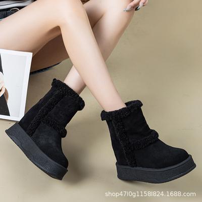 Bottes de neige augmentent en hauteur en automne et en hiver nouvelles chaussures décontractées à plateforme ins tendance petites chaussures en coton velours A