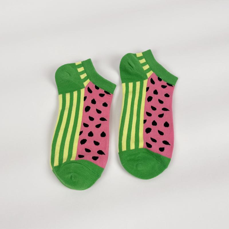 

1 пара стильных, модных, ярких носков с арбузным принтом — очаровательный и модный дизайн, низкая длина до щиколотки, комфорт, мягкость One Size
