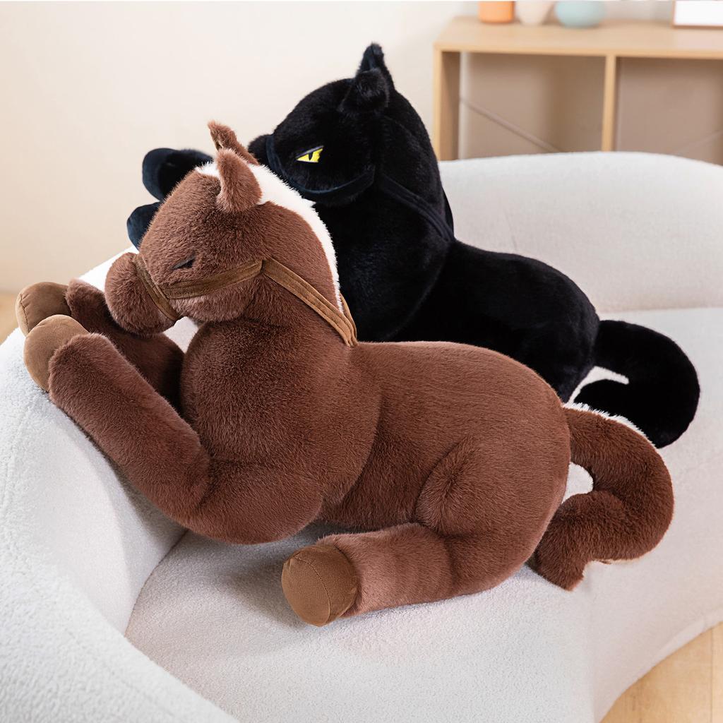 Big Size Cool Black Horse Throw Pillow Classic Horses Plush Toy Sofa Cushion Sleeping Companion Doll Home Decor Boy Gift