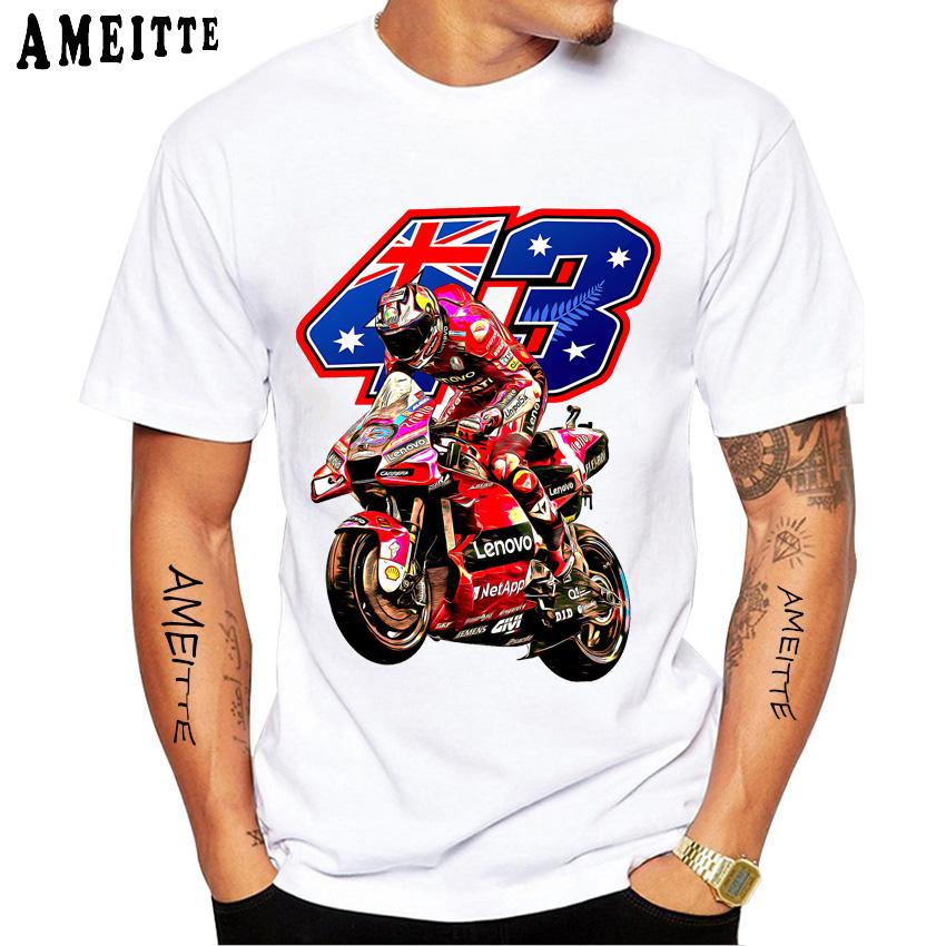 Jack Miller 43 Gp Racing Koszulka Nowa Unisex Krótki Rękaw Chłopiec Przygoda Sport Codzienny Białe Góry Koszulki Motocyklisty