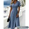 QICED Women's Fashion Summer Spring Short Sleeve V-Neck Casual DressesCasual Chic