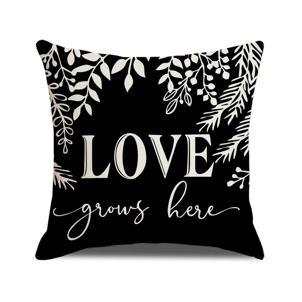 Valentine's Day Pillow Letter Printed Linen Decoration Car Cushion Home Sofa Pillow Cover