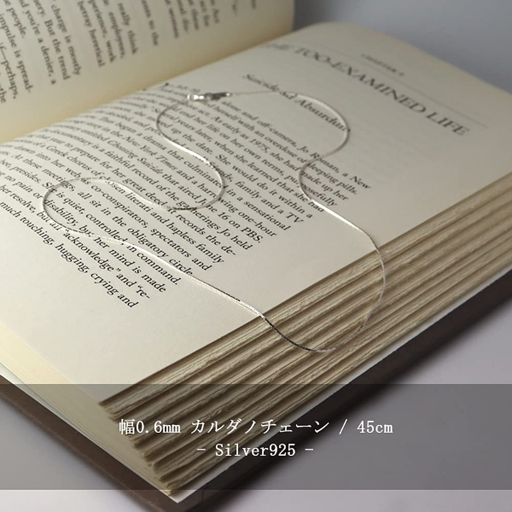 Shinjuku Gin no Kura Cardano Cadena Fina de Plata de Ley Aproximadamente, 0,6 mm de Ancho, 45 cm, 925, Collar para Mujer, Elegante,