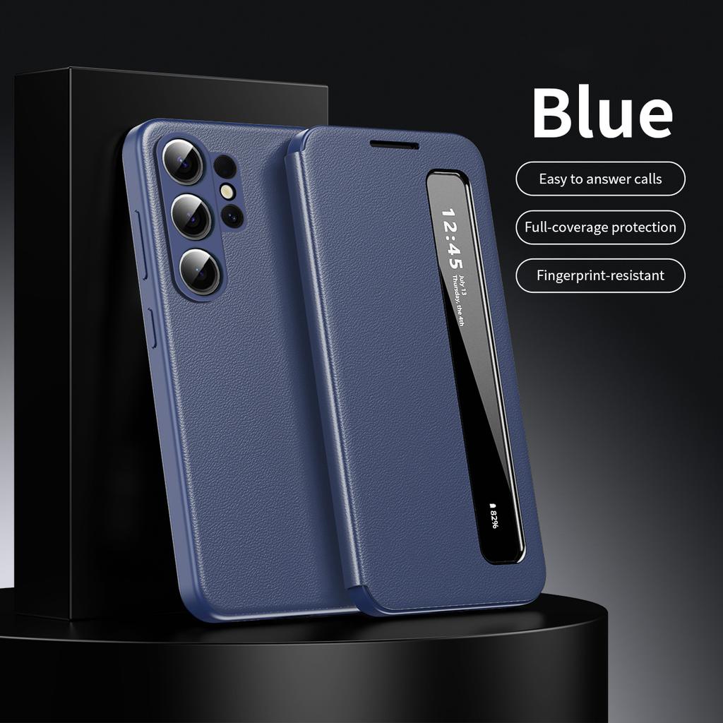 Official Business Leather Smart View Wallet Flip Case For Samsung Galaxy S26 Ultra S25 edge S24 Plus S23 FE Z Fold 7 6 5 4 3 Anti-fall Protect Cover