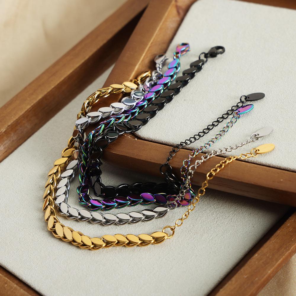 Europäische & Amerikanische Hip Hop Punk Oval Spliced Halskette Set aus Vergoldetem Titanstahl