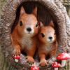 1 Tree Hole Parent Child Squirrel Tree Hanging, 3D Animal Tree Hanging, Home Wall Hanging, Resin Crafts