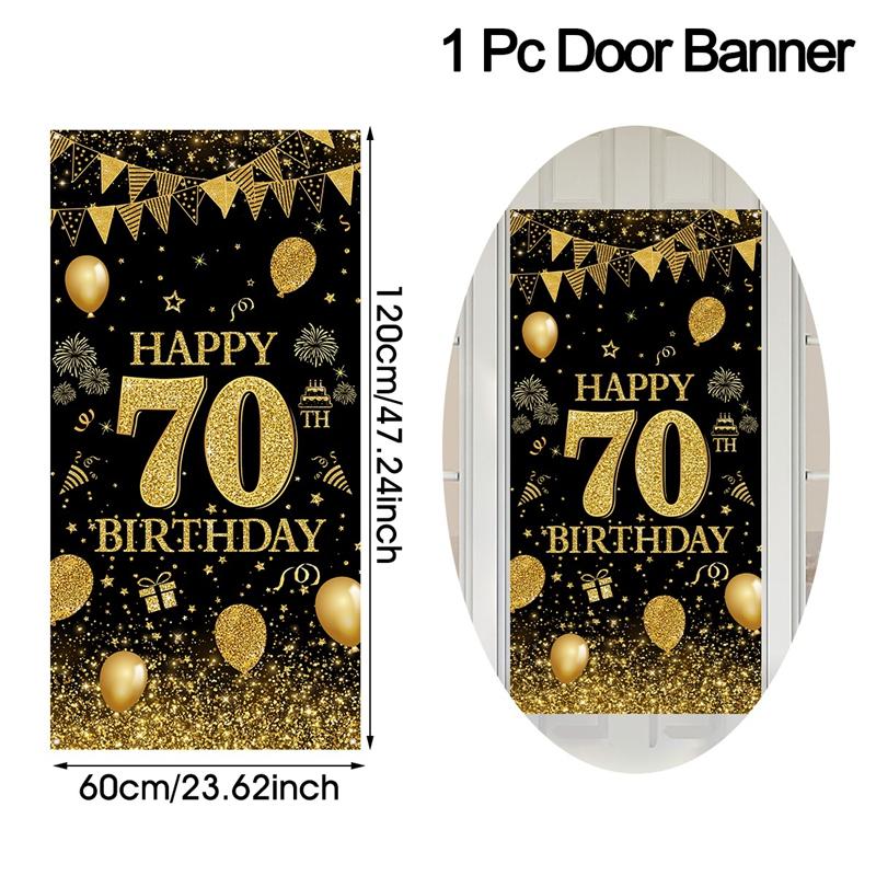 Black Gold Flag Door Hanging Banner 18th 30th 40th 50th Birthday Party Decorations Adult 30 40 50 60Year Birthday Party Supplies
