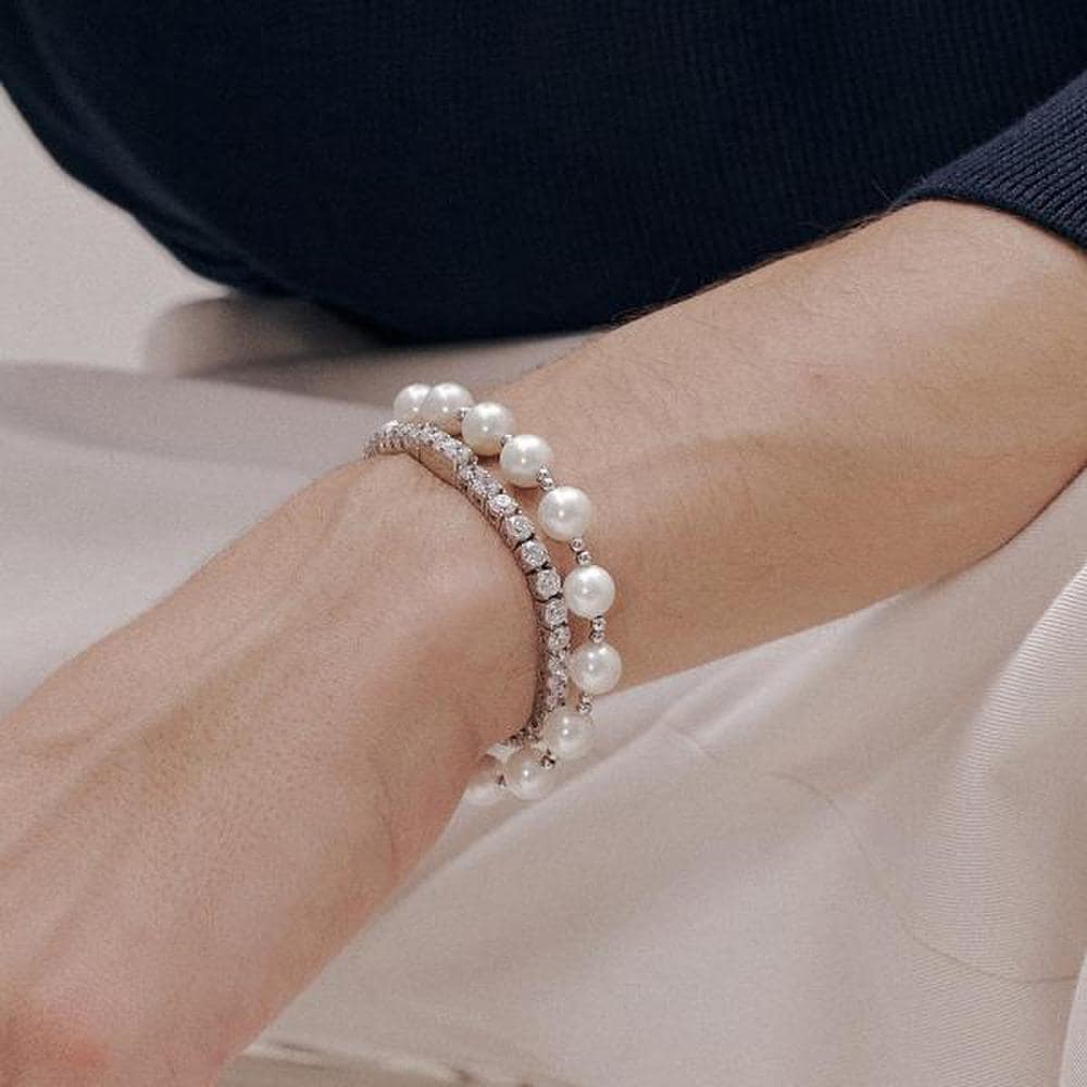 [Ost] Plump 8mm Silver Pearl Bracelet (S) Otb1229S8Pwi