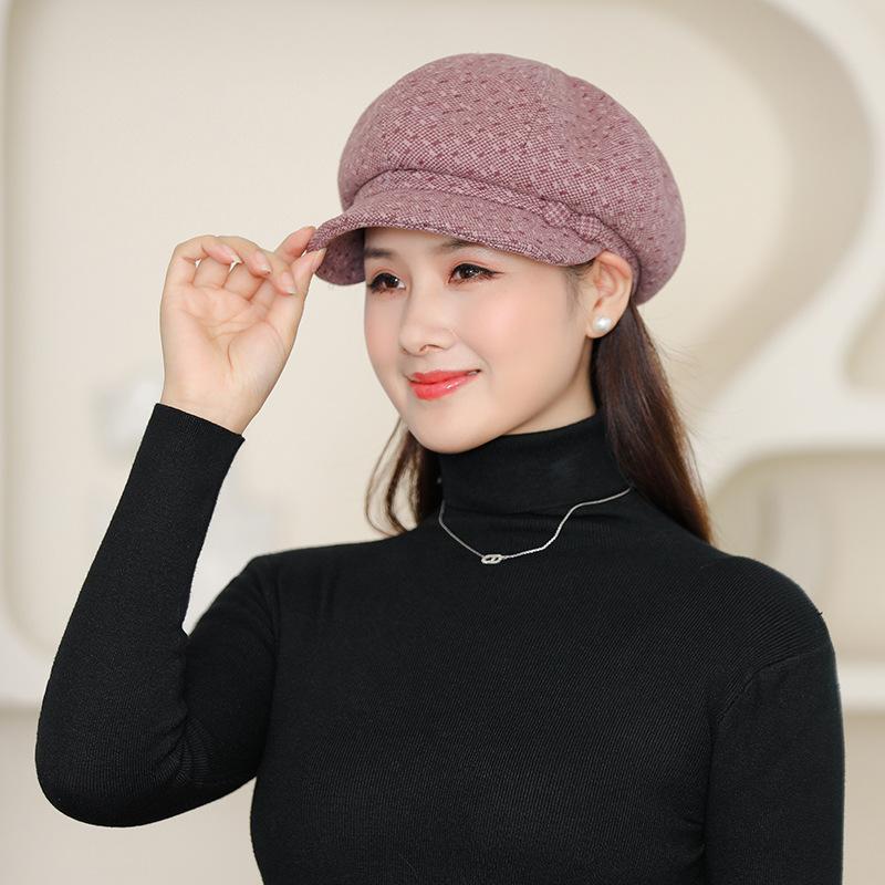 

Winter middle-aged and elderly warm forward hat outdoor thickened velvet beret versatile grandma pullover hat Average size (56cm~ 58cm) рожевий