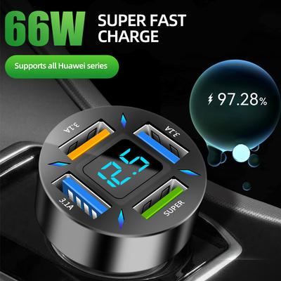66w 4ports itin greito įkrovimo automobilinio įkroviklio adapteris skirtas iPhone 13 14pro Xiaomi Samsung Quick Charge 3.0 USB C įkrovikliui