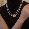 Elegant Multi-Way Glass Pearl Necklace with Clasp - Influencer Style