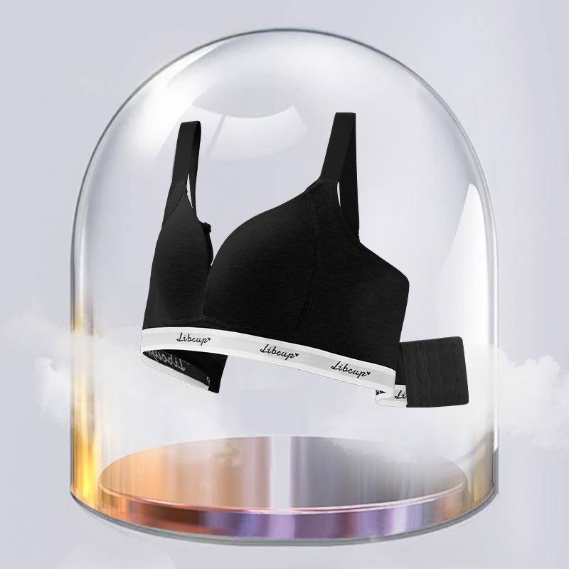 Large size seamless French triangle cup underwear women's big breasts show small thin styles gather and close secondary breasts no steel ring bra