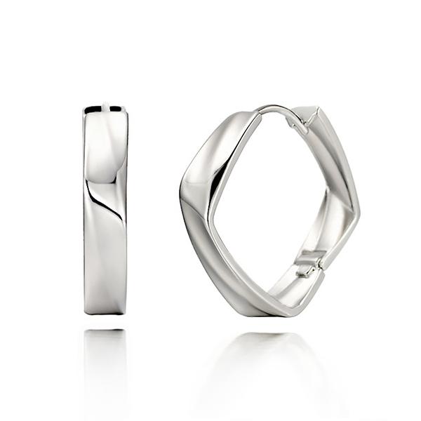 Geigerjewelry Square Ring One-Touch Earrings Gisvee048 (Silver 925 Pin)