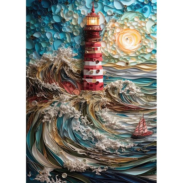 Paper Quilling Visual Effects Landscape Prints Poster Canvas Painting Modern Wall Art Picture For Living Room Bedroom Home Decor