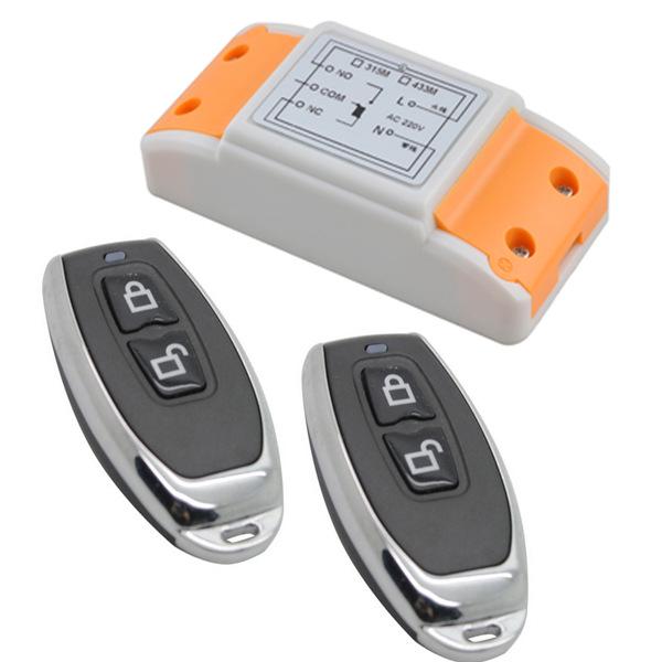 AC220V Single Channel Light Fixture Remote Switch + 2 Metal Dual-Key Controllers Single Channel Remote Switch