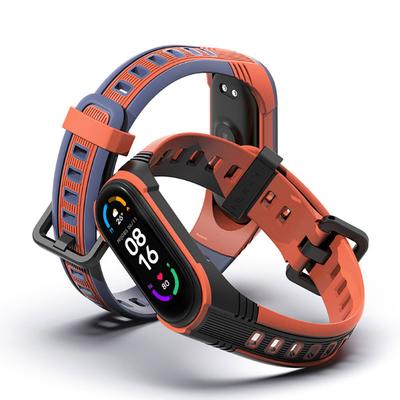 Pulseira de Substituição para Mi Band 5/6 Bicolor Design Original Pulseira de Relógio de Silicone Pulseira de Relógio de TPU com Furo Plano CS