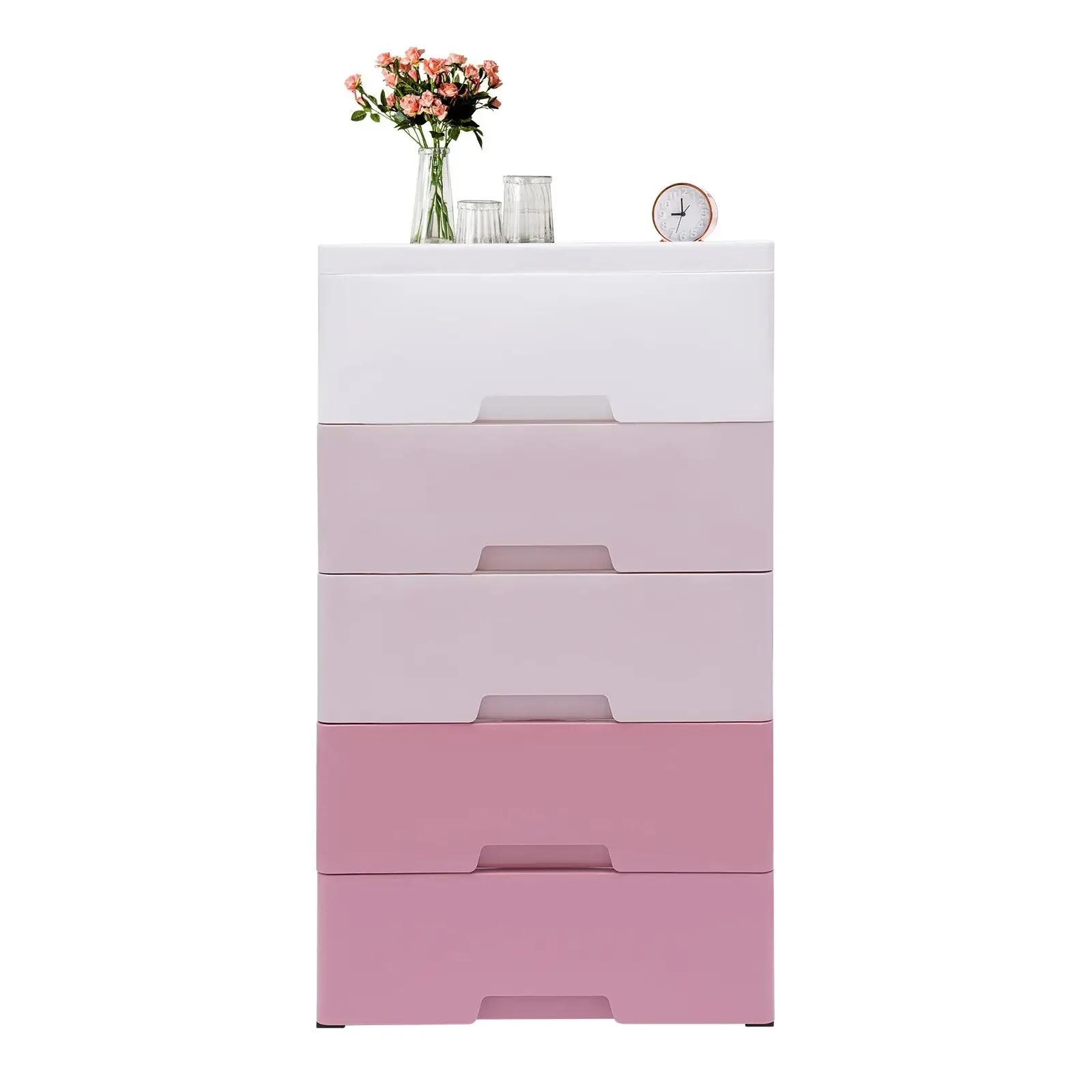 

5-Tier Storage Tower with 5 Drawers, Organizer Rack Closet for Clothes, Ideal for Storing Clothes, Towels, and Toys рожевий