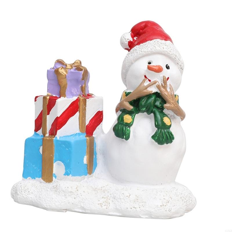 62KD Festival Resin Snowman Decors Gift Box Figurine for Christmas Decoration
