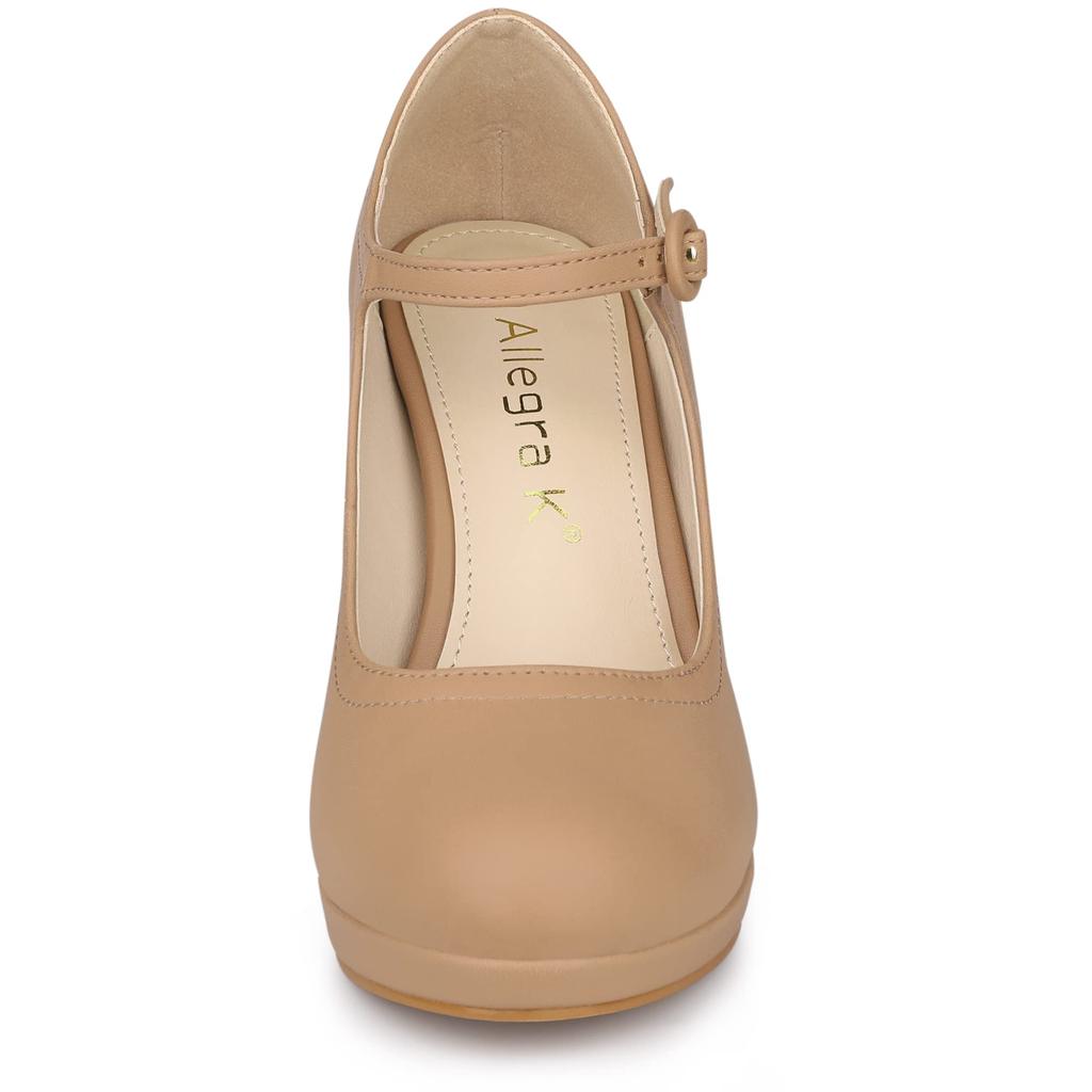 Allegra K Women's Platform Stiletto Heel Round Toe Pumps, Skin Tone, Size 24.0cm