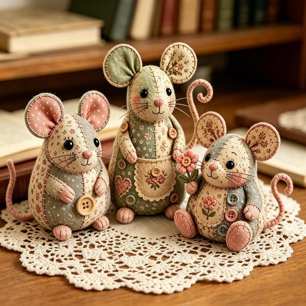 Patchwork DIY Sewing Kit Set of 3 Fabric Animal Kit for Home Decoration and Creative Projects