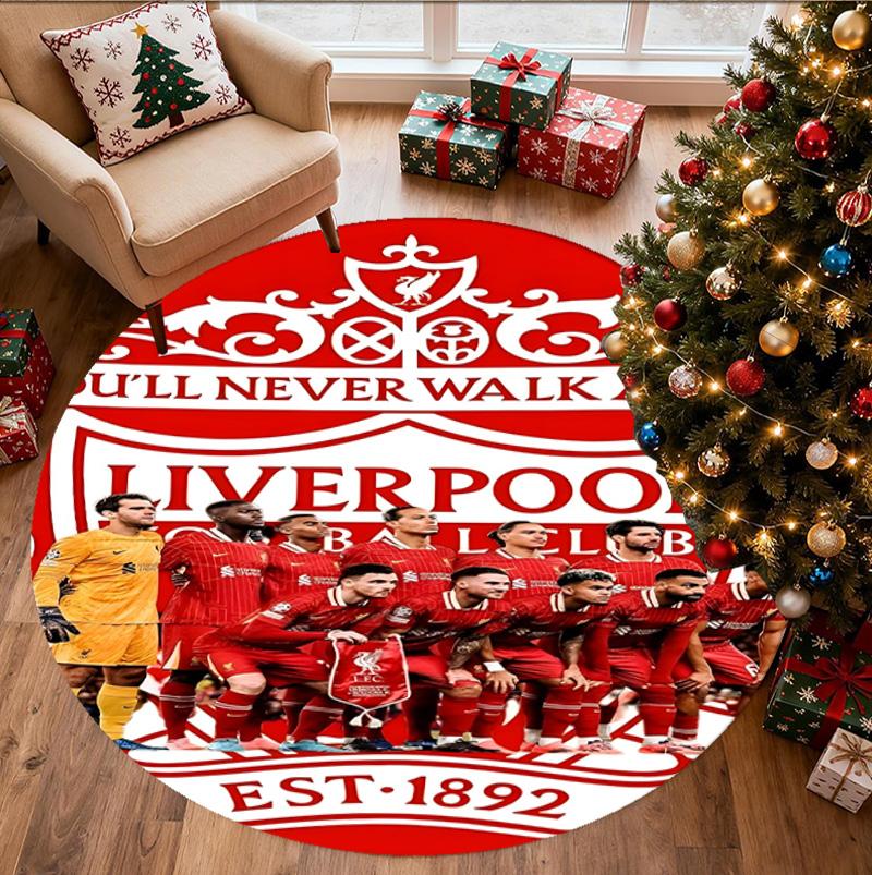 Liverpool F.C Pattern Round Rug, Indoor/Outdoor Mat, for Picnic, Gameroom, Bedroom, Office, Living Room, Home Decor Carpet, Birthday Gift